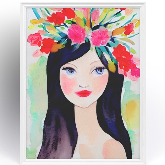 Watercolor Abstract Floral Woman Wall Art Print Poster Unframed - Picture 2 of 2